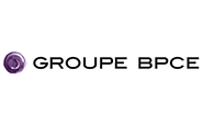 Logo du Groupe BPCE comportant un graphique circulaire violet en forme de tourbillon à gauche et le texte GROUPE BPCE en lettres majuscules noires et grasses sur fond blanc.