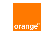 Un carré orange avec le mot orange en lettres minuscules blanches près du coin inférieur gauche.